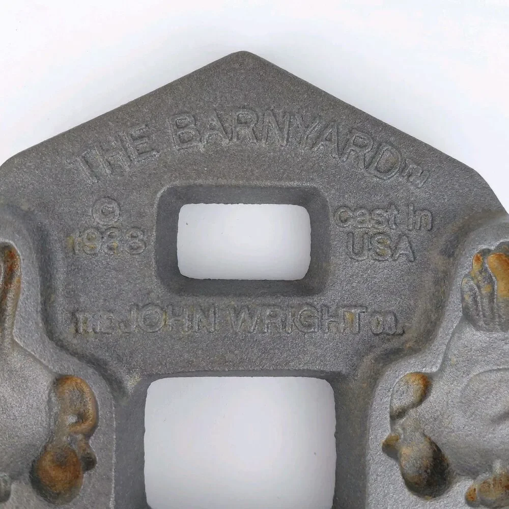 John Wright 1988 Barnyard Cast Iron Cookie Cornbread  Baking Mold Farm 2 sided